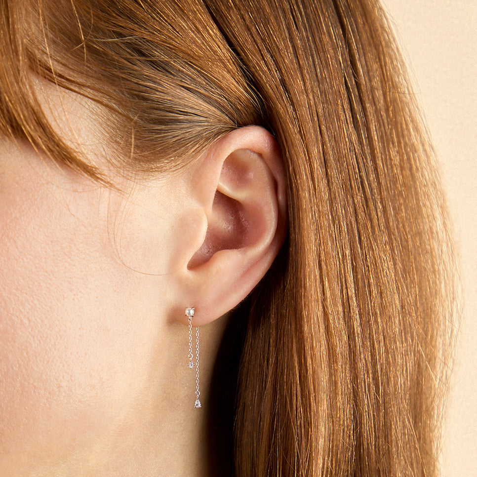 Lab Diamond & Pearl F&B Drop Studs-Astrid & Miyu