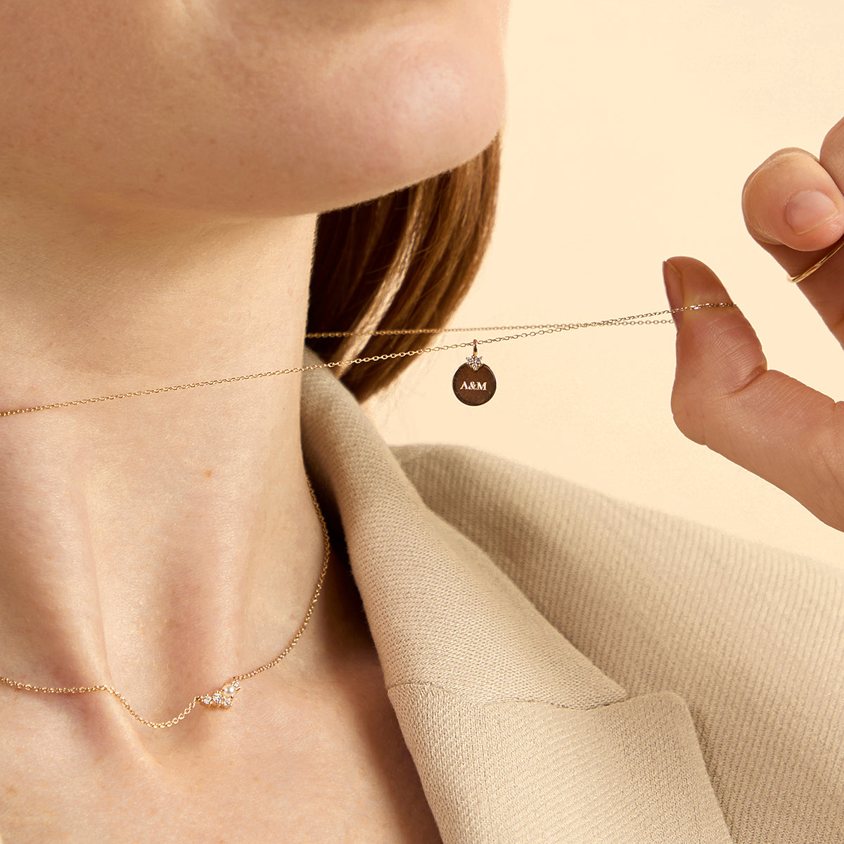 Lab Diamond Engravable Pendant Necklace-Astrid & Miyu