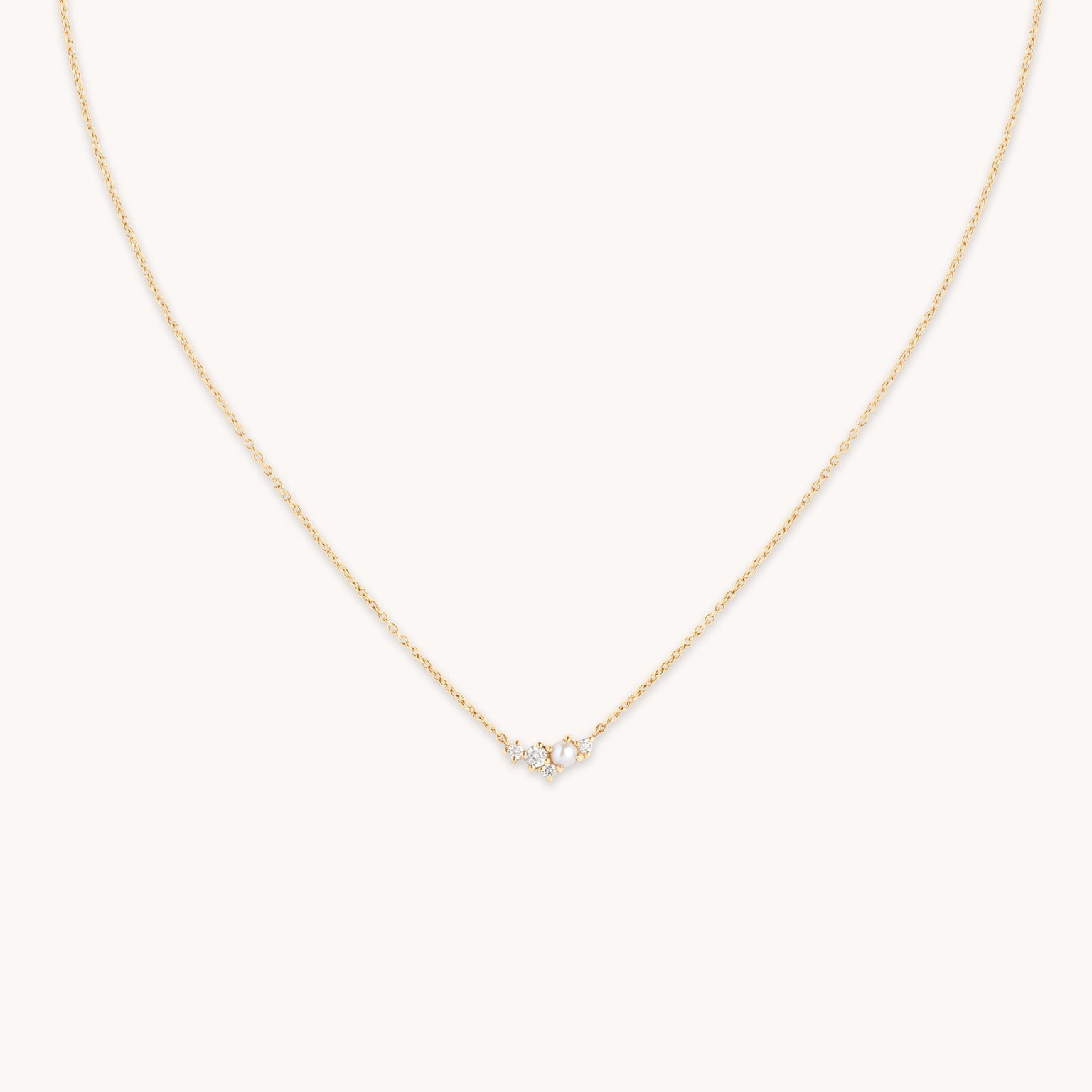 Lab Diamond & Pearl Cluster Necklace-Astrid & Miyu