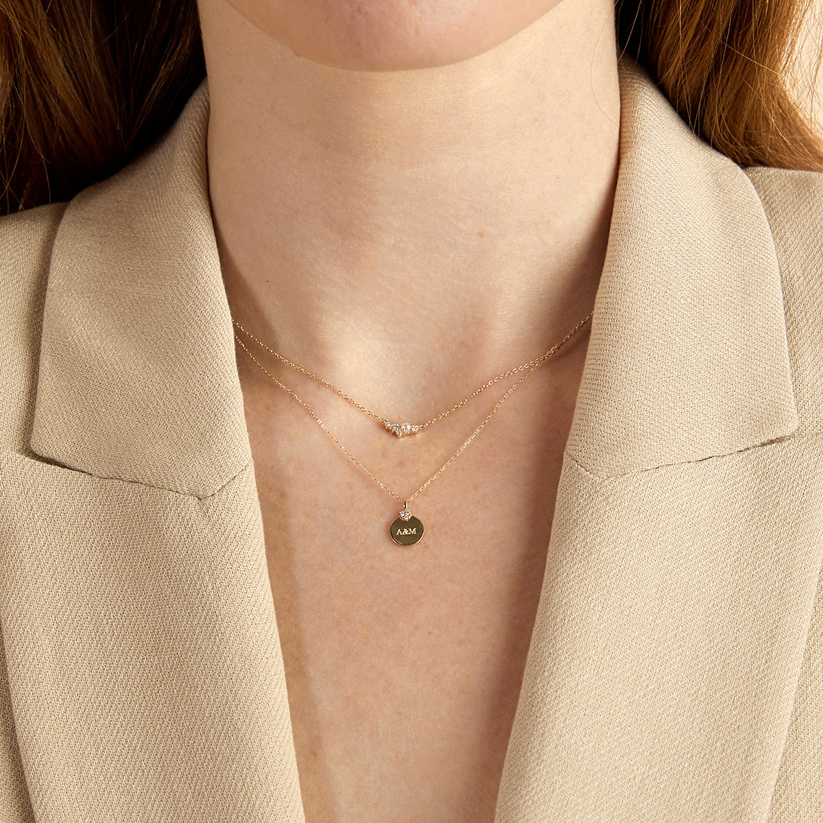 Lab Diamond & Pearl Cluster Necklace-Astrid & Miyu