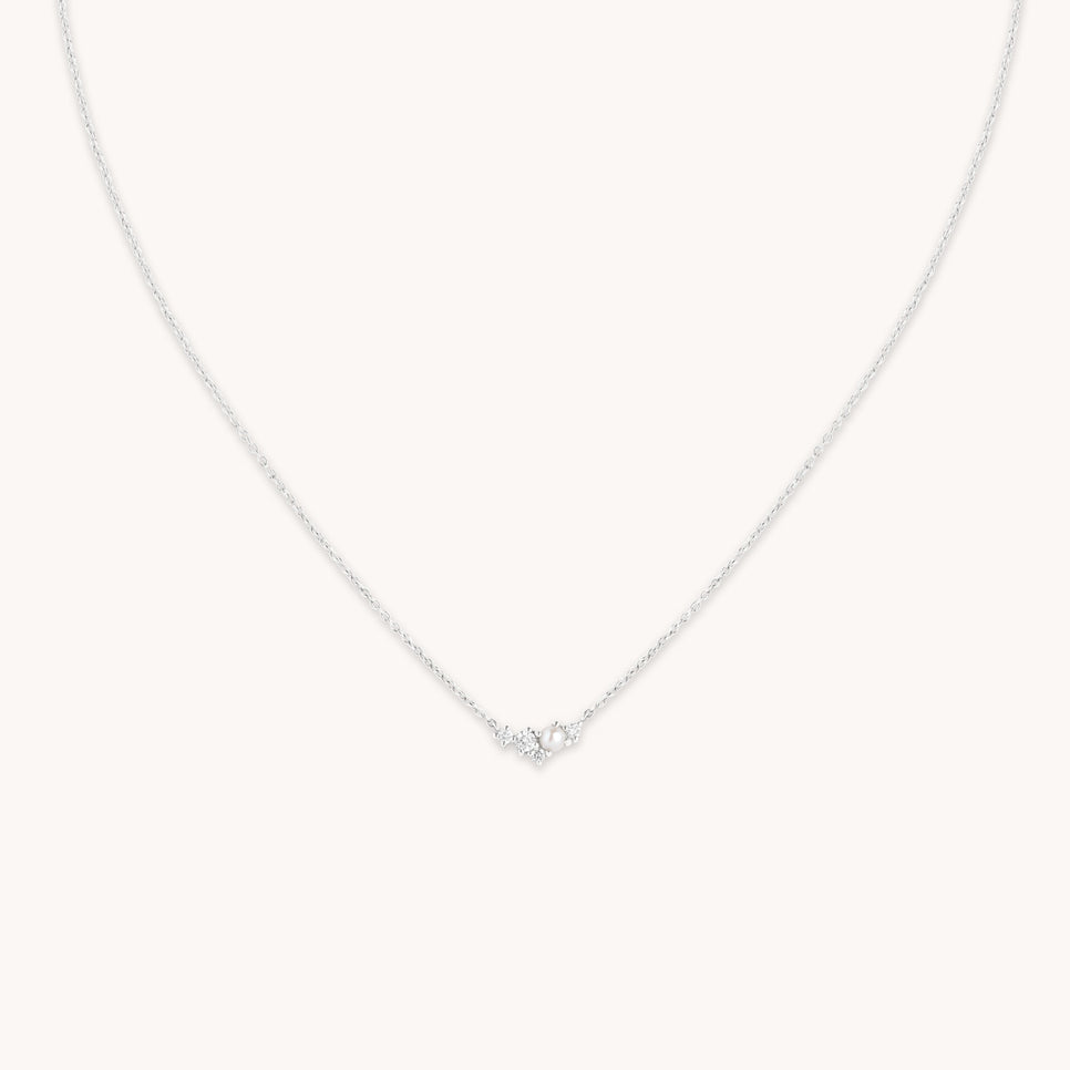 Lab Diamond & Pearl Cluster Necklace-Astrid & Miyu
