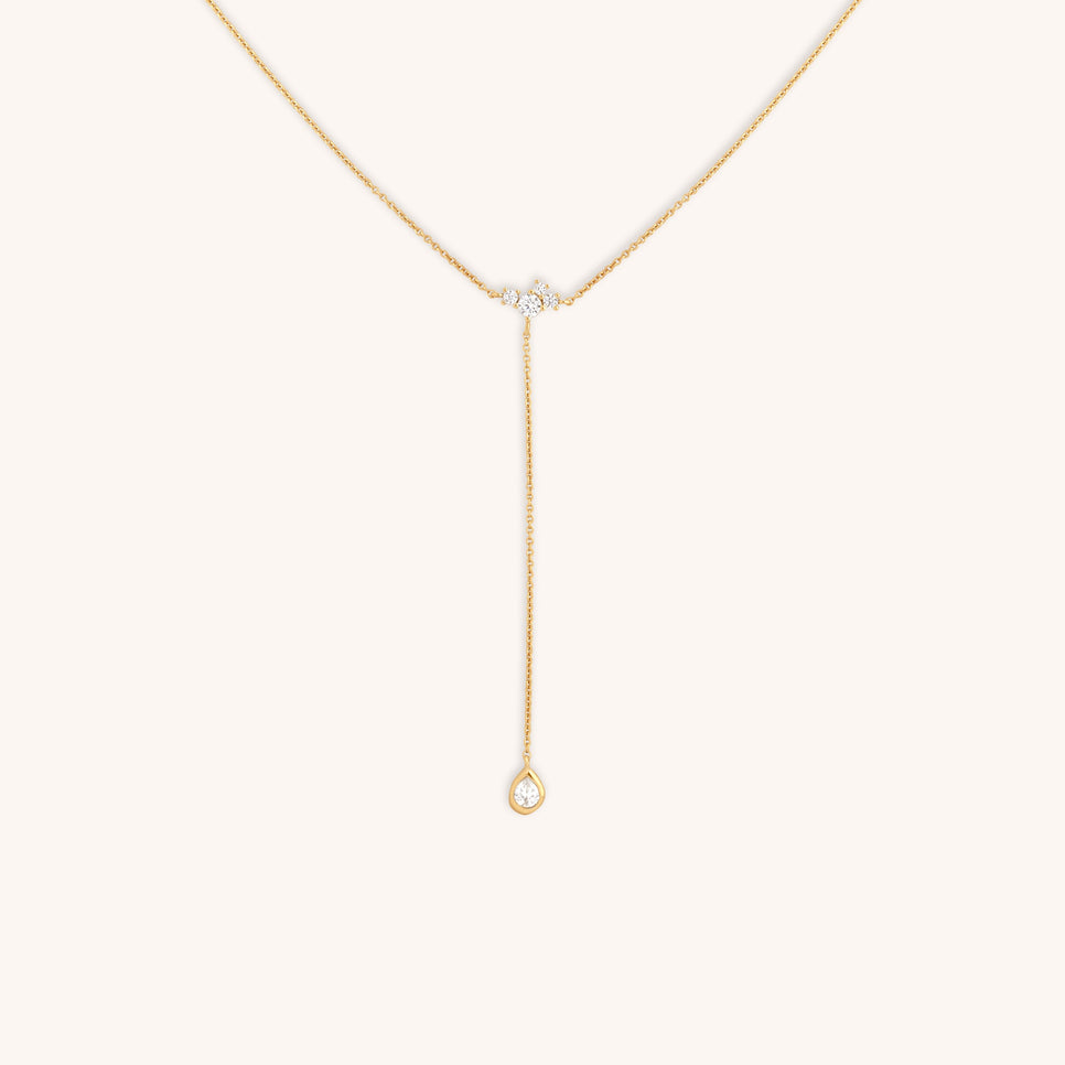 Pear Bezel Cluster Lariat-Astrid & Miyu