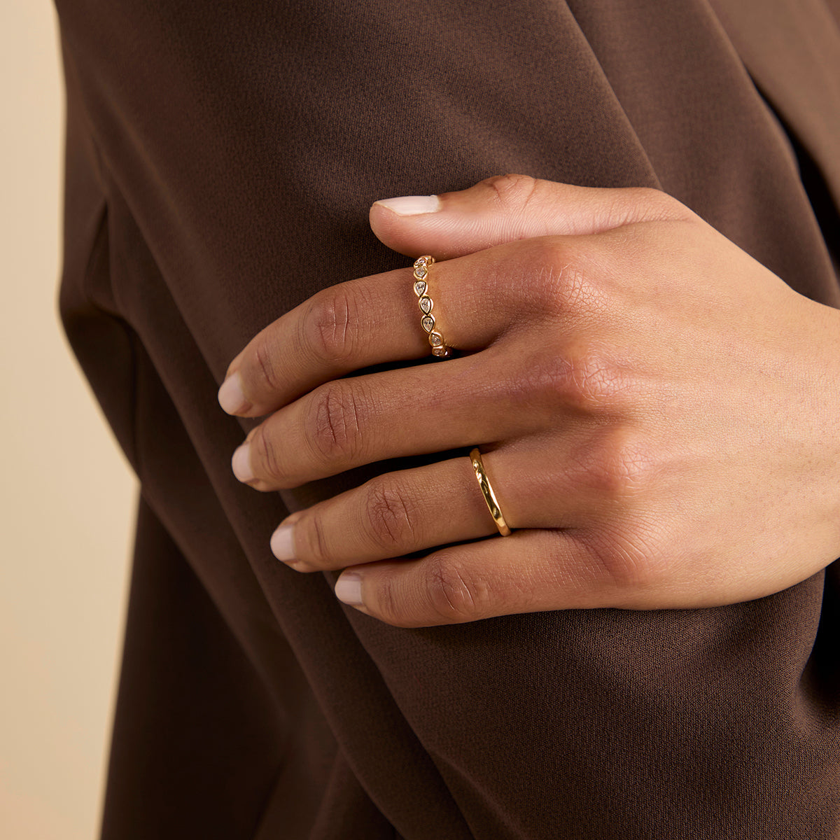 Pear Bezel Band Ring-Astrid & Miyu