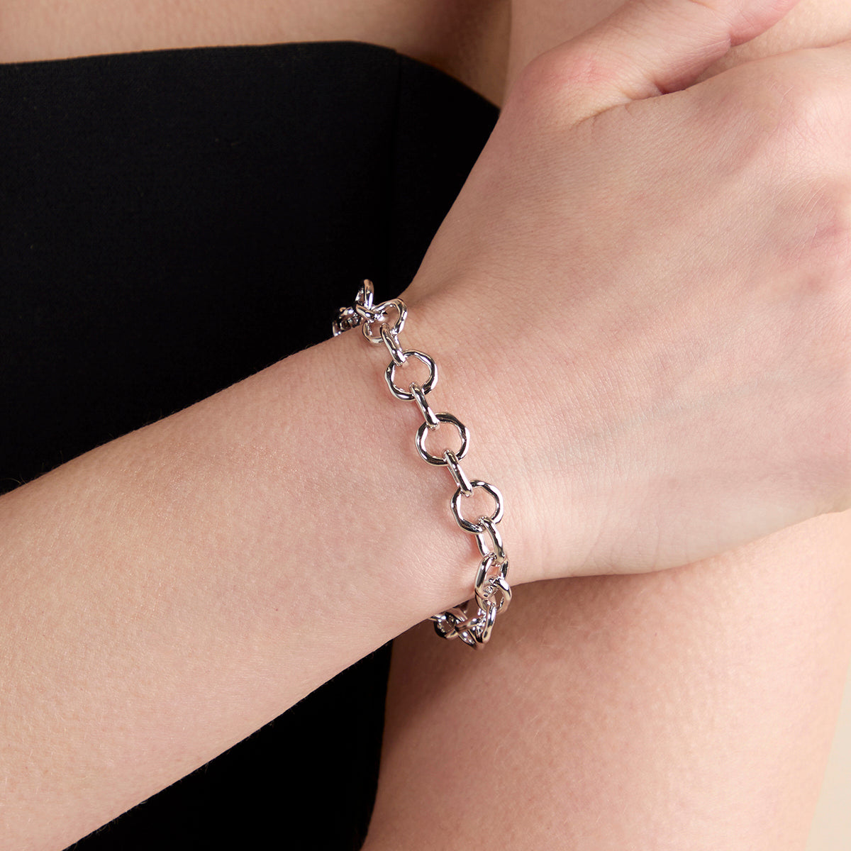 Molten Link Chain Bracelet in Silver