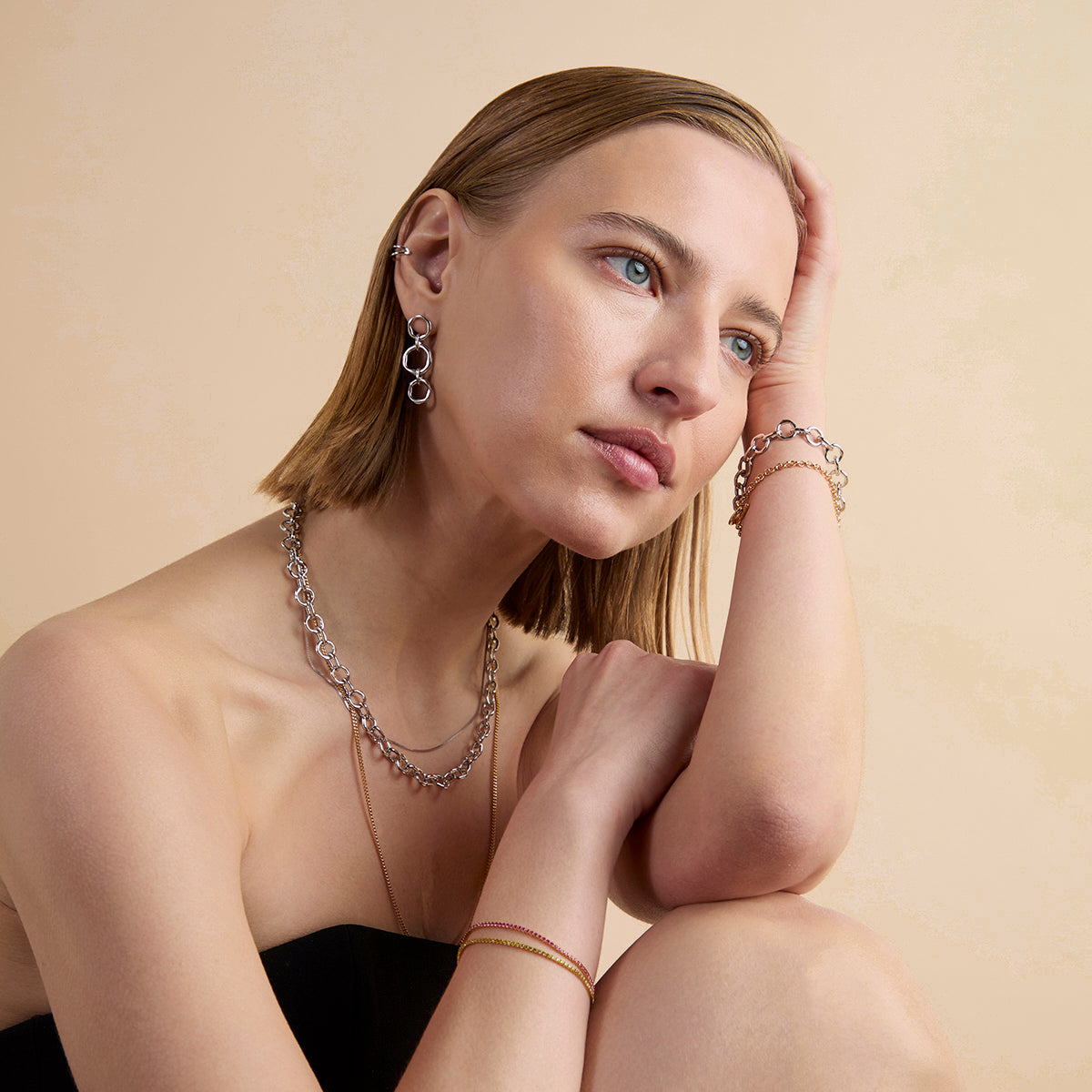 Molten Link Chain Bracelet in Silver