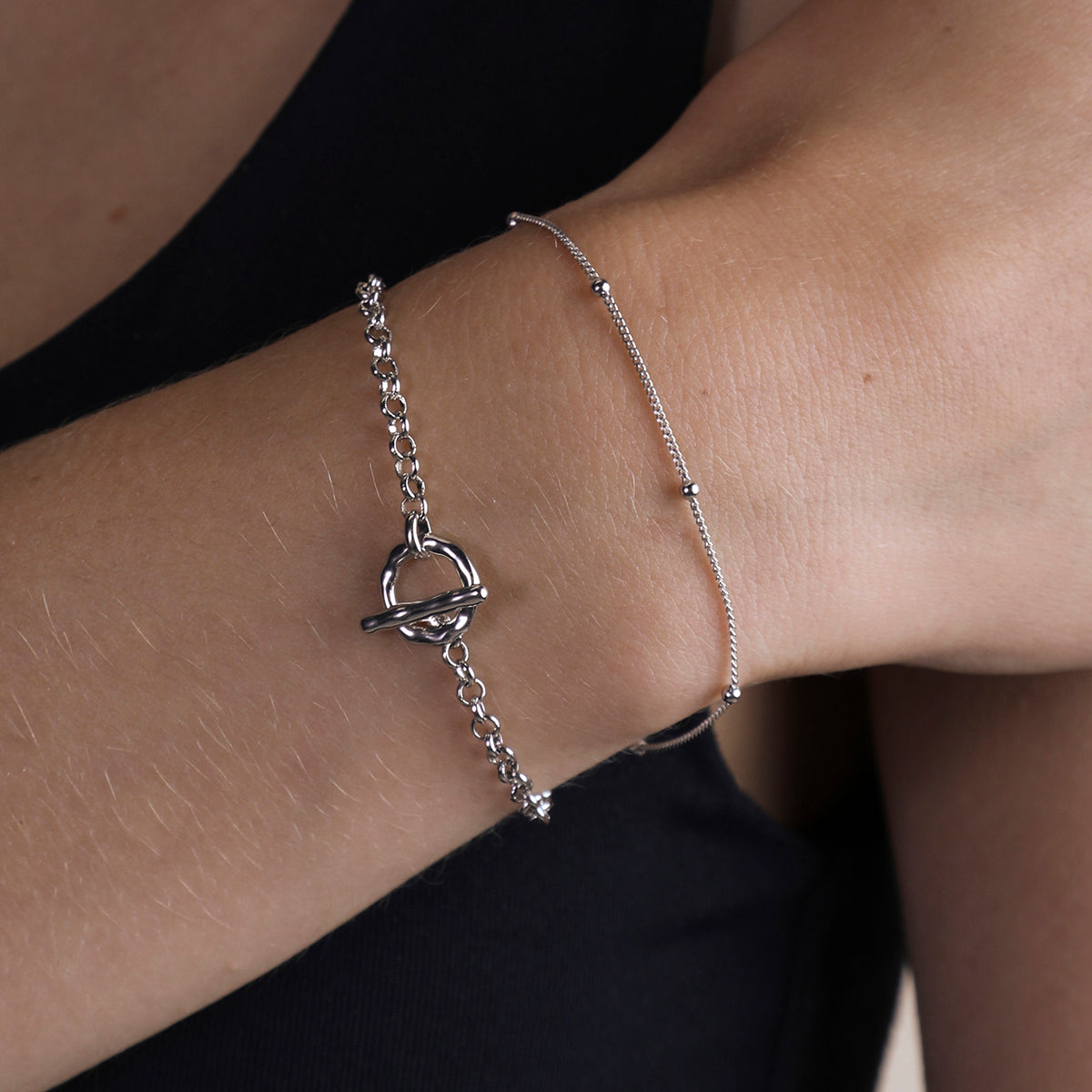 T-Bar Chain Bracelet in Silver
