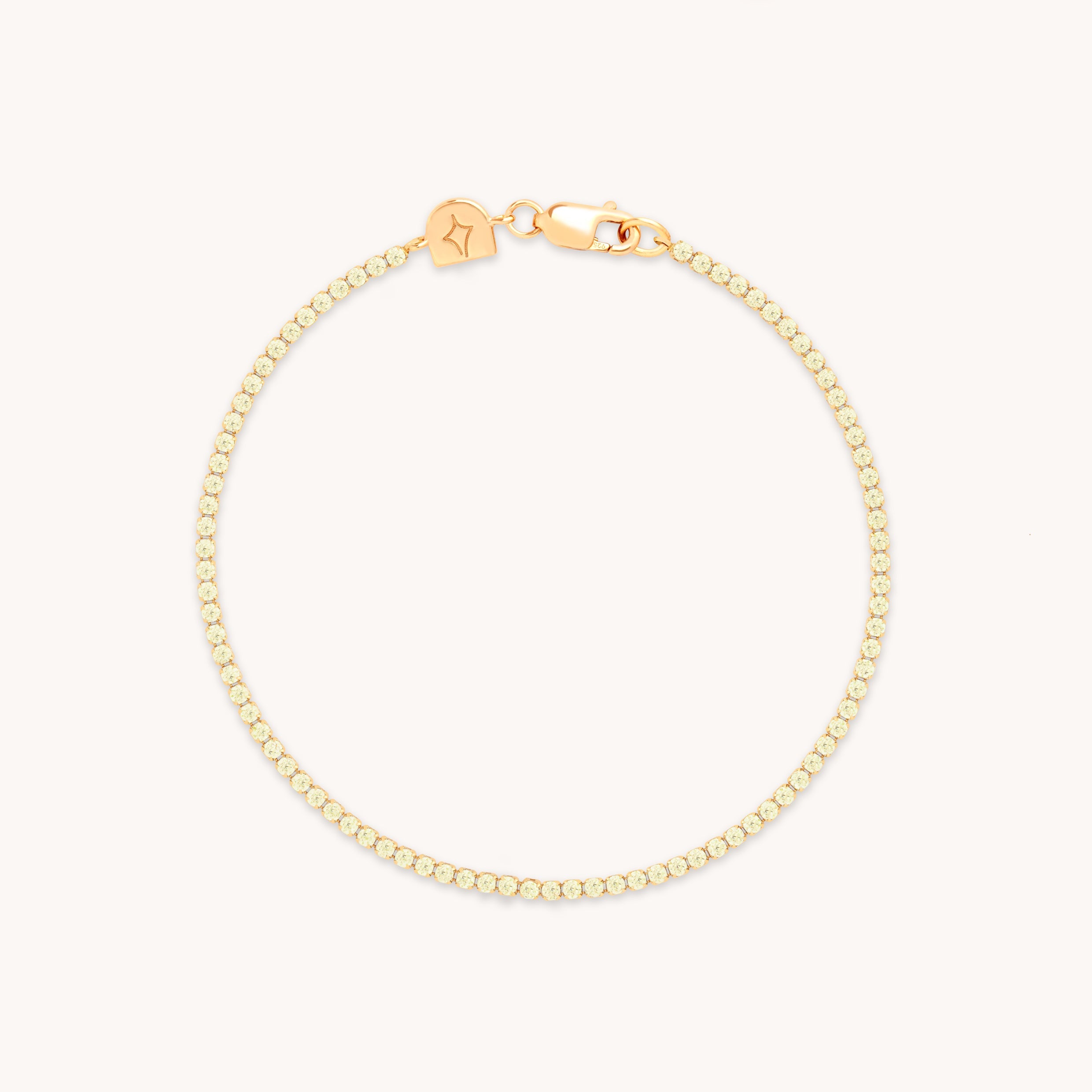 Green Tennis Chain Bracelet in Gold