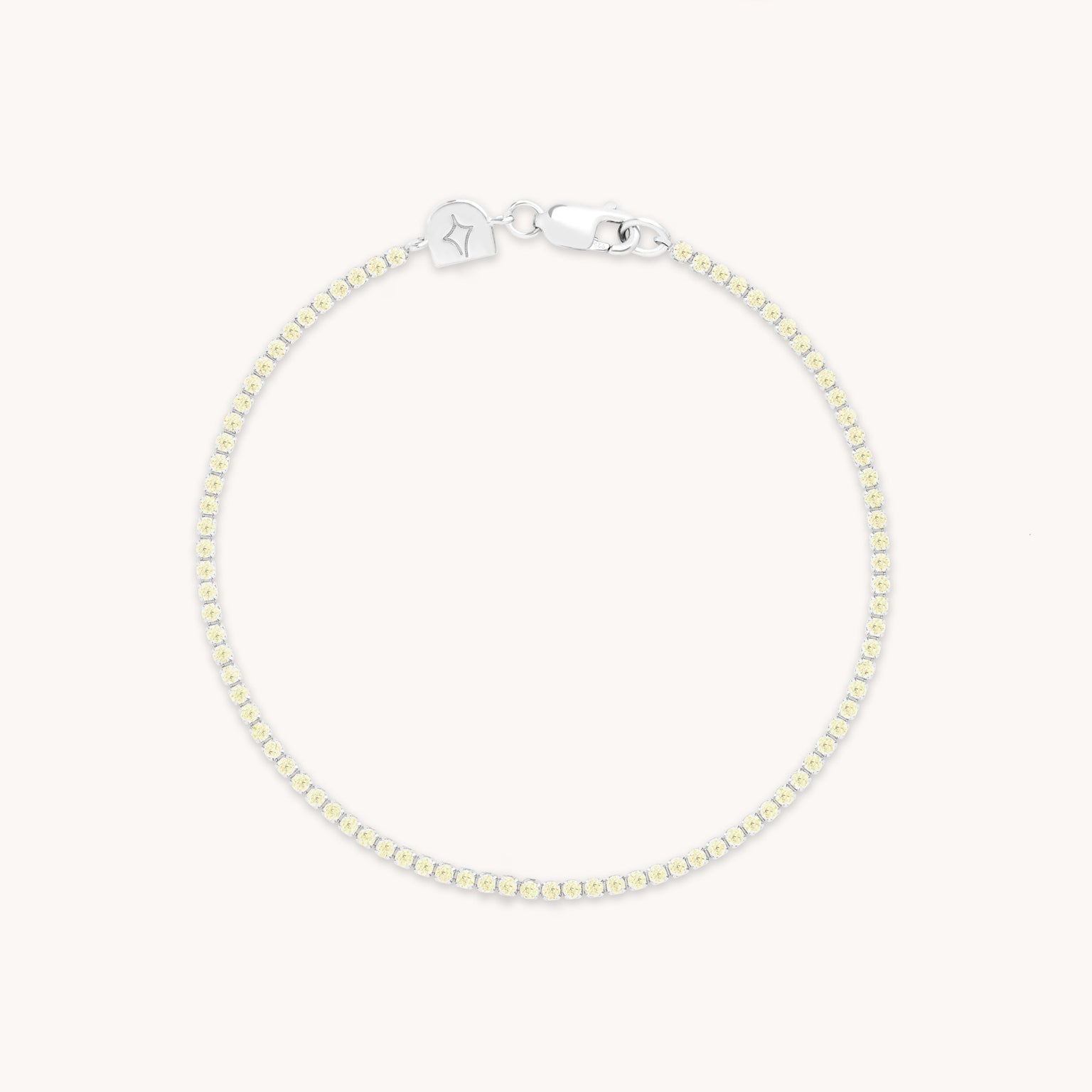 Green Tennis Chain Bracelet in Silver