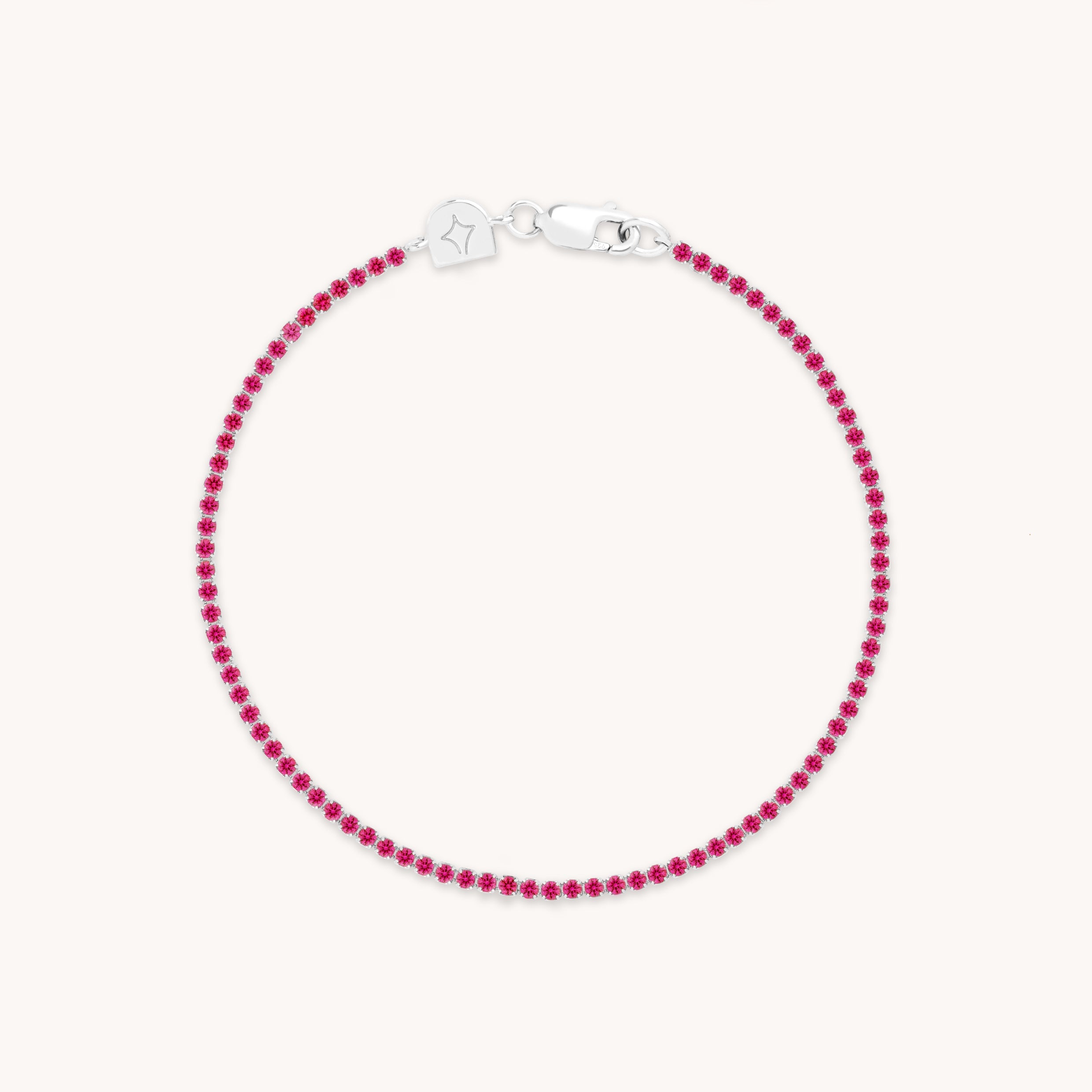 Pink Tennis Chain Bracelet in Silver