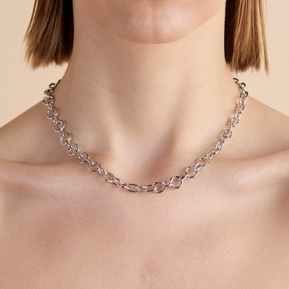 Molten Link Chain Necklace in Silver