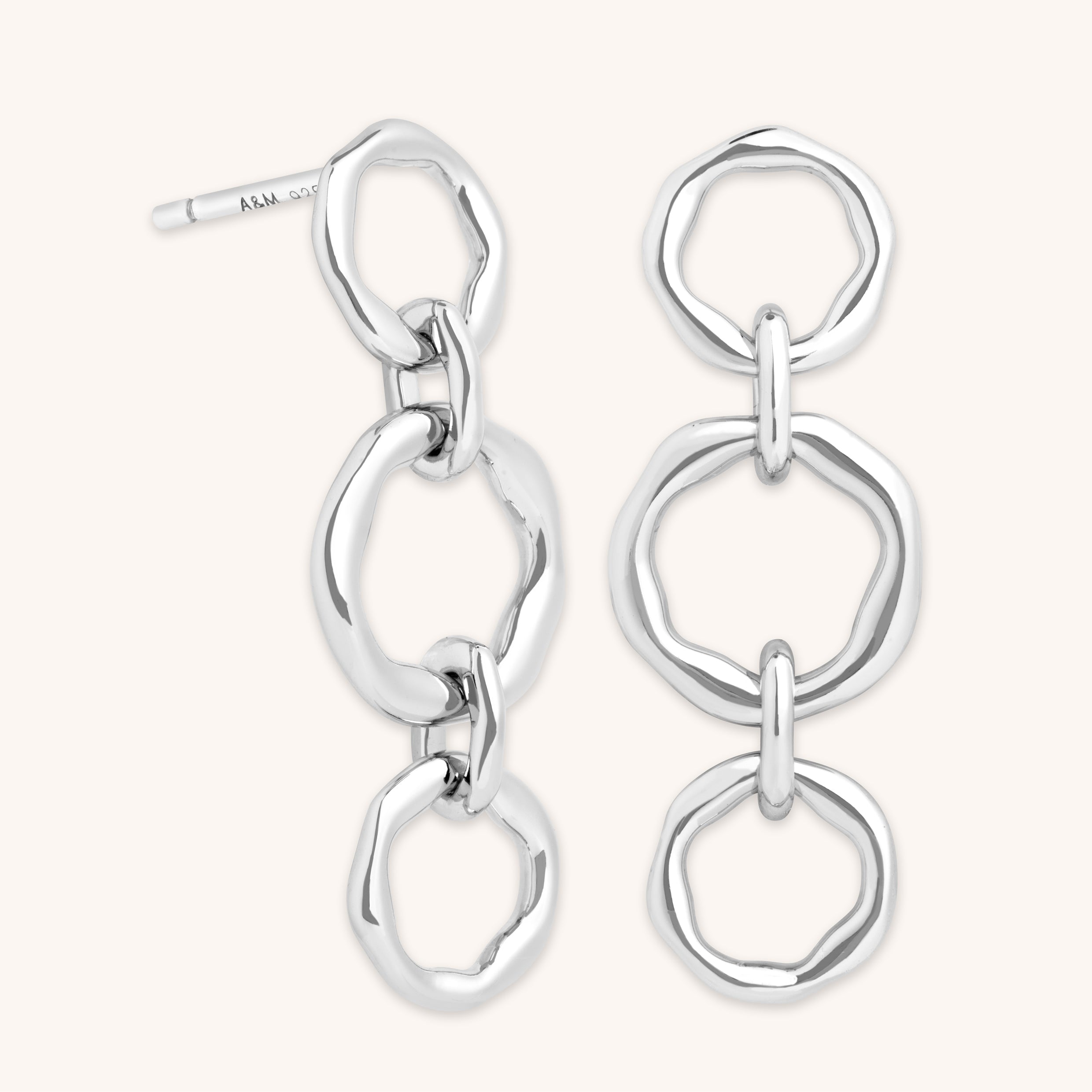 Molten Link Drop Studs in Silver