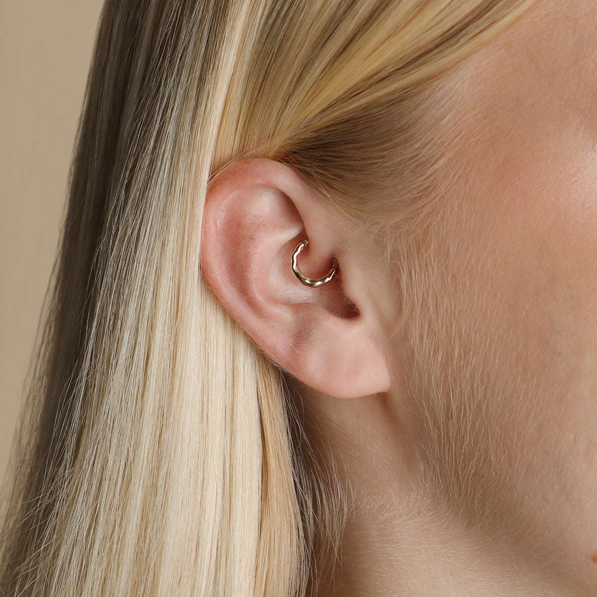 Molten Daith Ring in Solid Gold