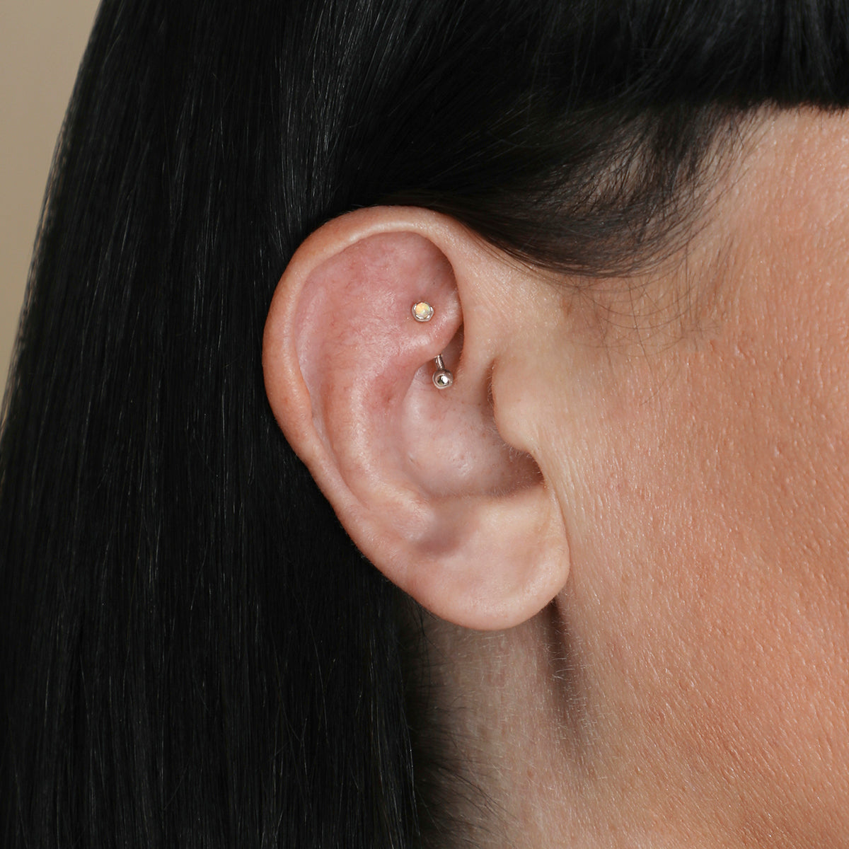 Molten Opal Rook Bar in Solid White Gold