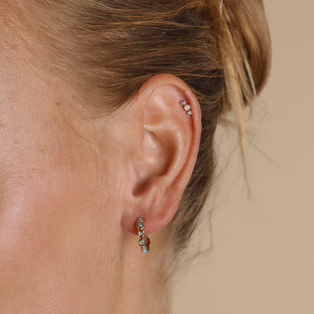 Molten Opal Cluster Piercing Stud in Solid Gold