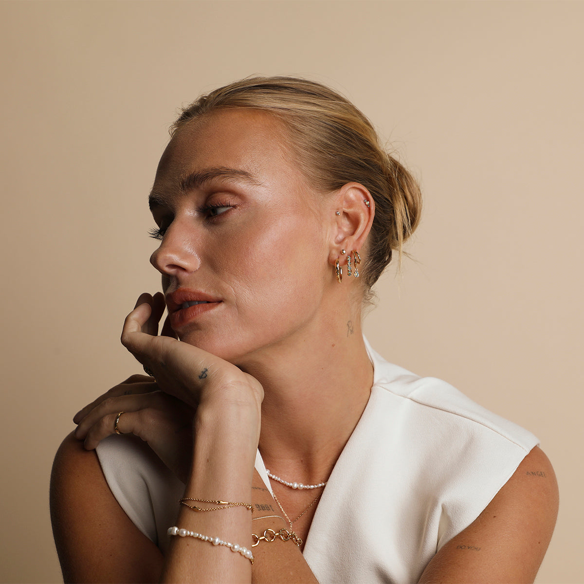 Molten Opal Cluster Piercing Stud in Solid Gold