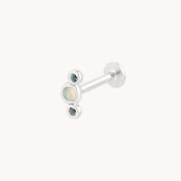 Molten Opal Cluster Piercing Stud in Solid White Gold