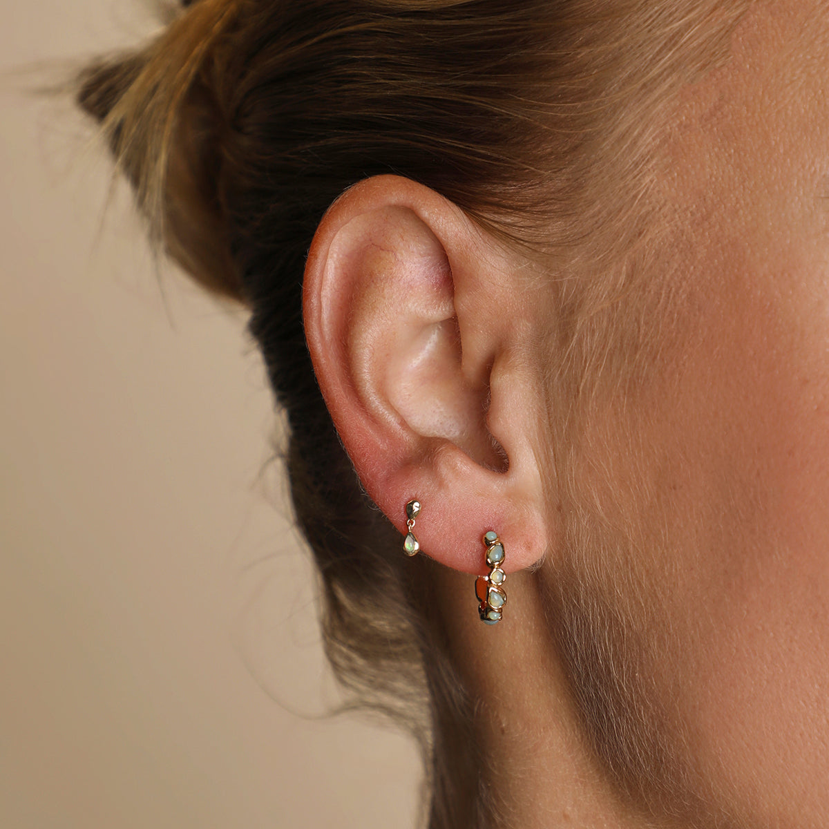 Molten Opal Charm Piercing Stud in Solid Gold