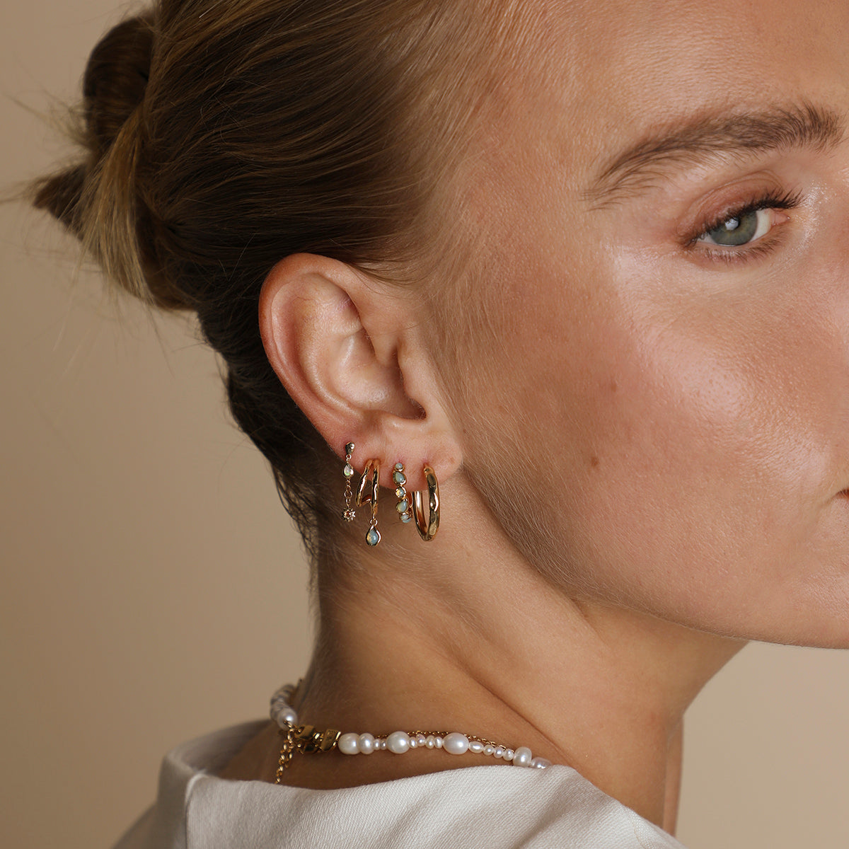 Molten Opal Charm Piercing Stud in Solid Gold