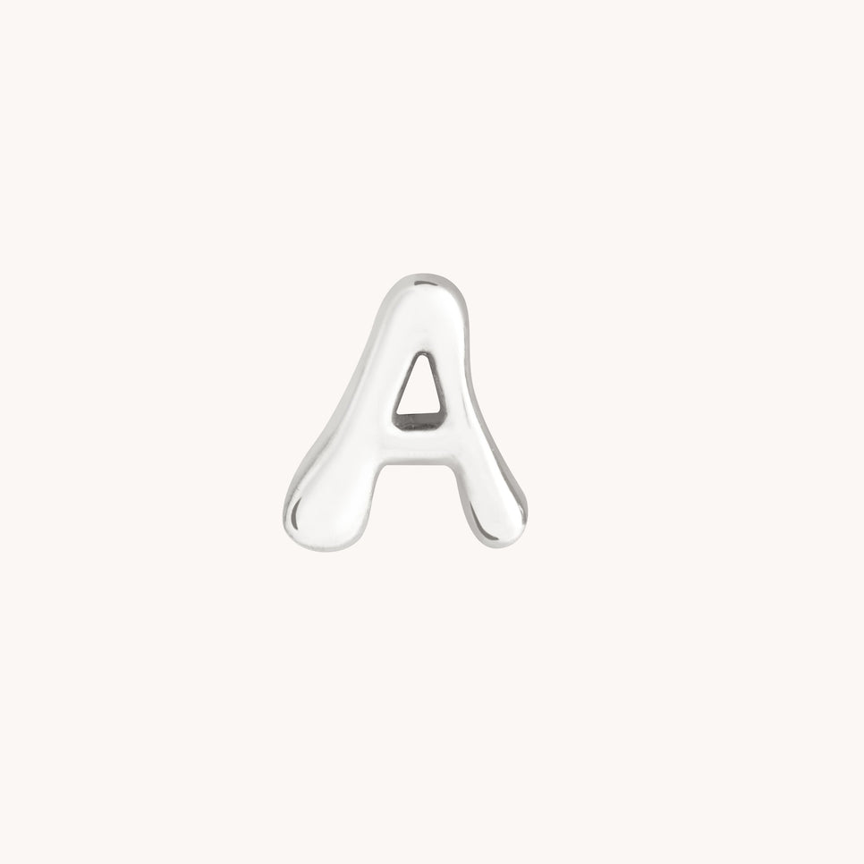 A Initial Click Charm in Solid White Gold-Astrid & Miyu