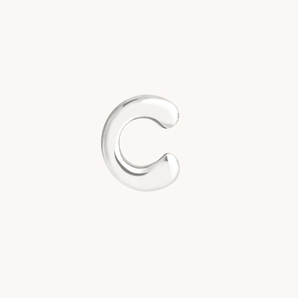 C Initial Click Charm in Solid White Gold-Astrid & Miyu