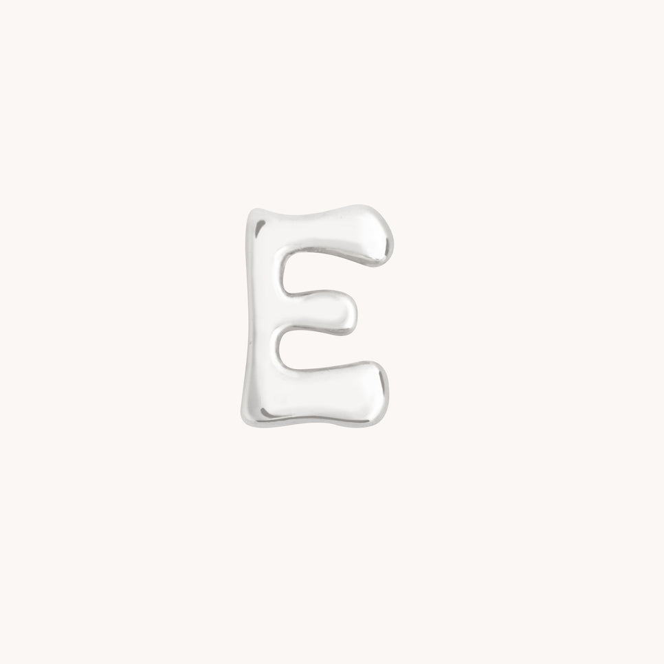 E Initial Click Charm in Solid White Gold-Astrid & Miyu