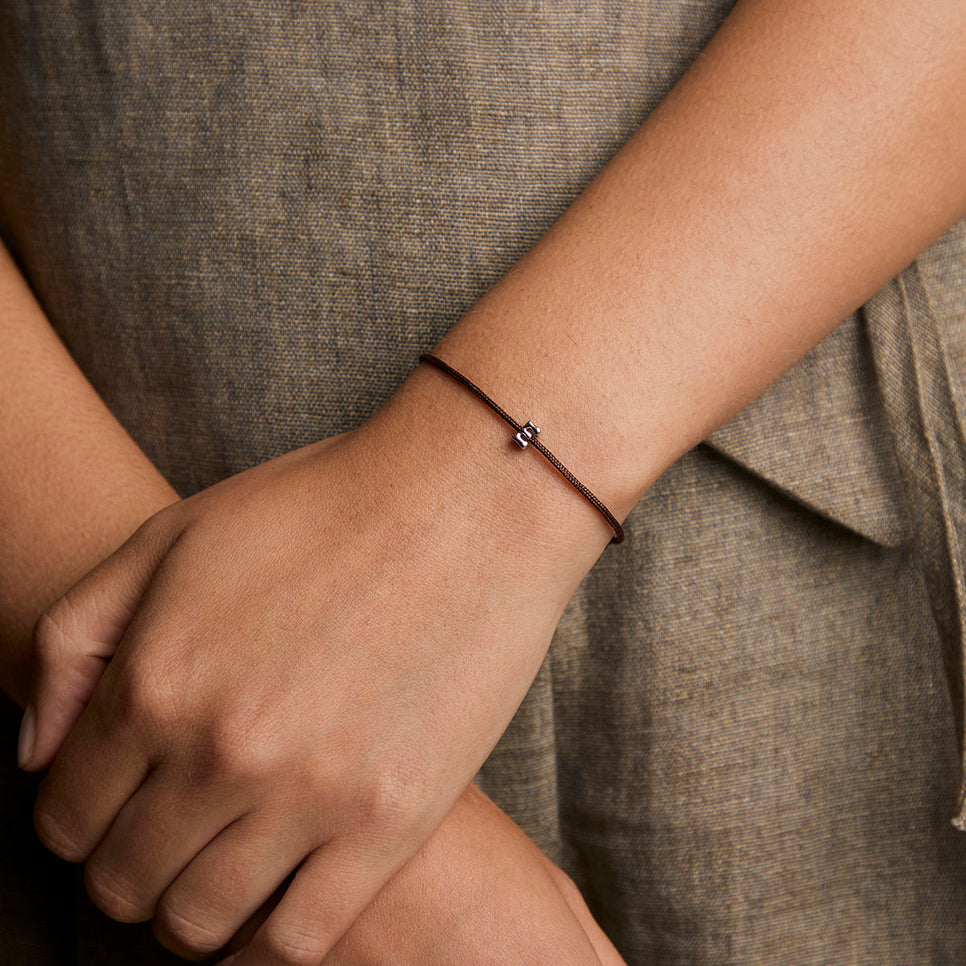 E Initial Click Charm in Solid White Gold-Astrid & Miyu