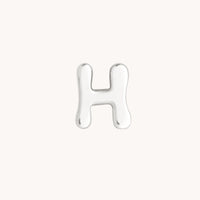 H Initial Click Charm in Solid White Gold-Astrid & Miyu