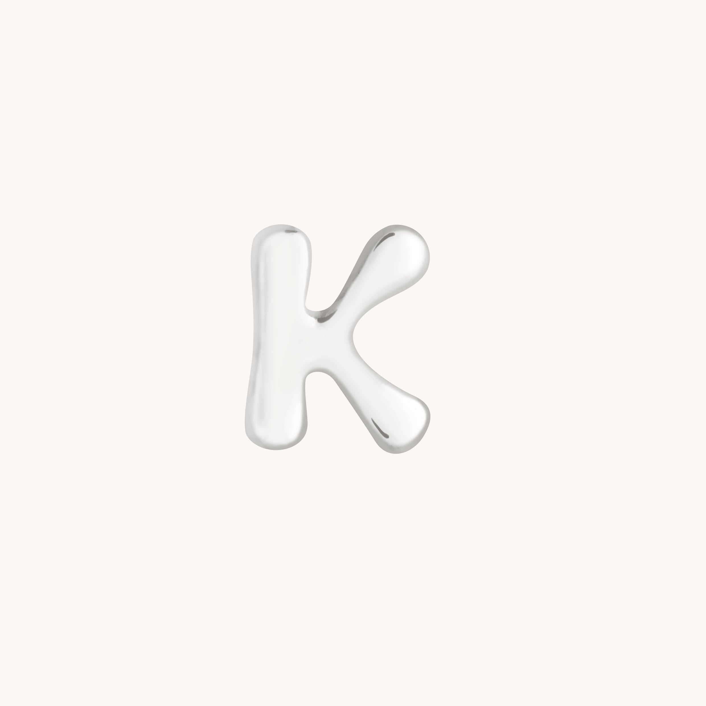 K Initial Click Charm in Solid White Gold-Astrid & Miyu