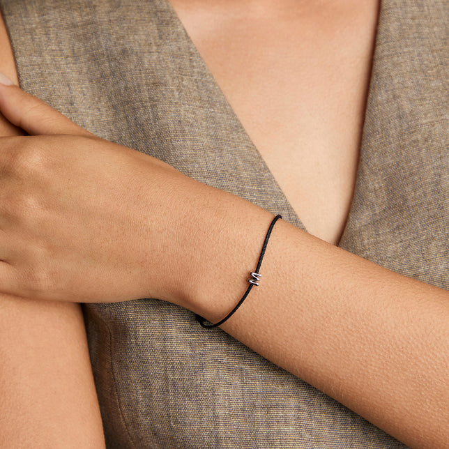 M Initial Click Charm in Solid White Gold-Astrid & Miyu