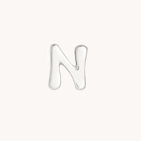 N Initial Click Charm in Solid White Gold-Astrid & Miyu