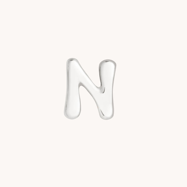 N Initial Click Charm in Solid White Gold-Astrid & Miyu