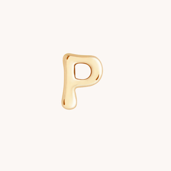 P Initial Click Charm in Solid Gold-Astrid & Miyu