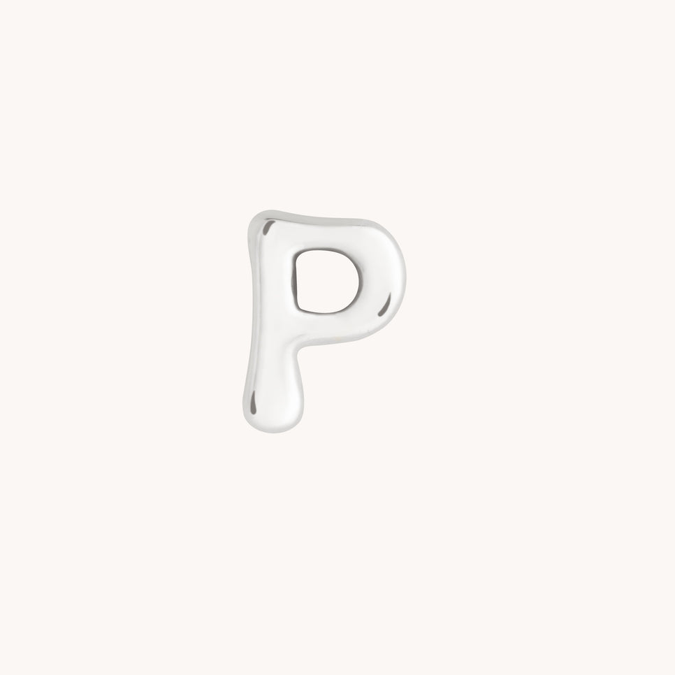 P Initial Click Charm in Solid White Gold-Astrid & Miyu