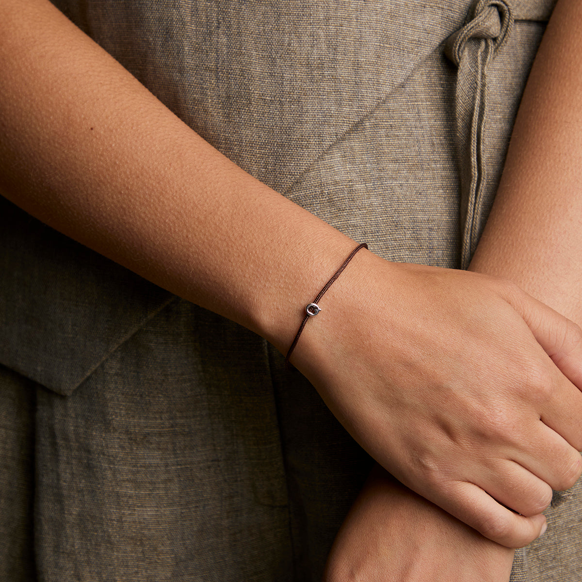 Q Initial Click Charm in Solid White Gold