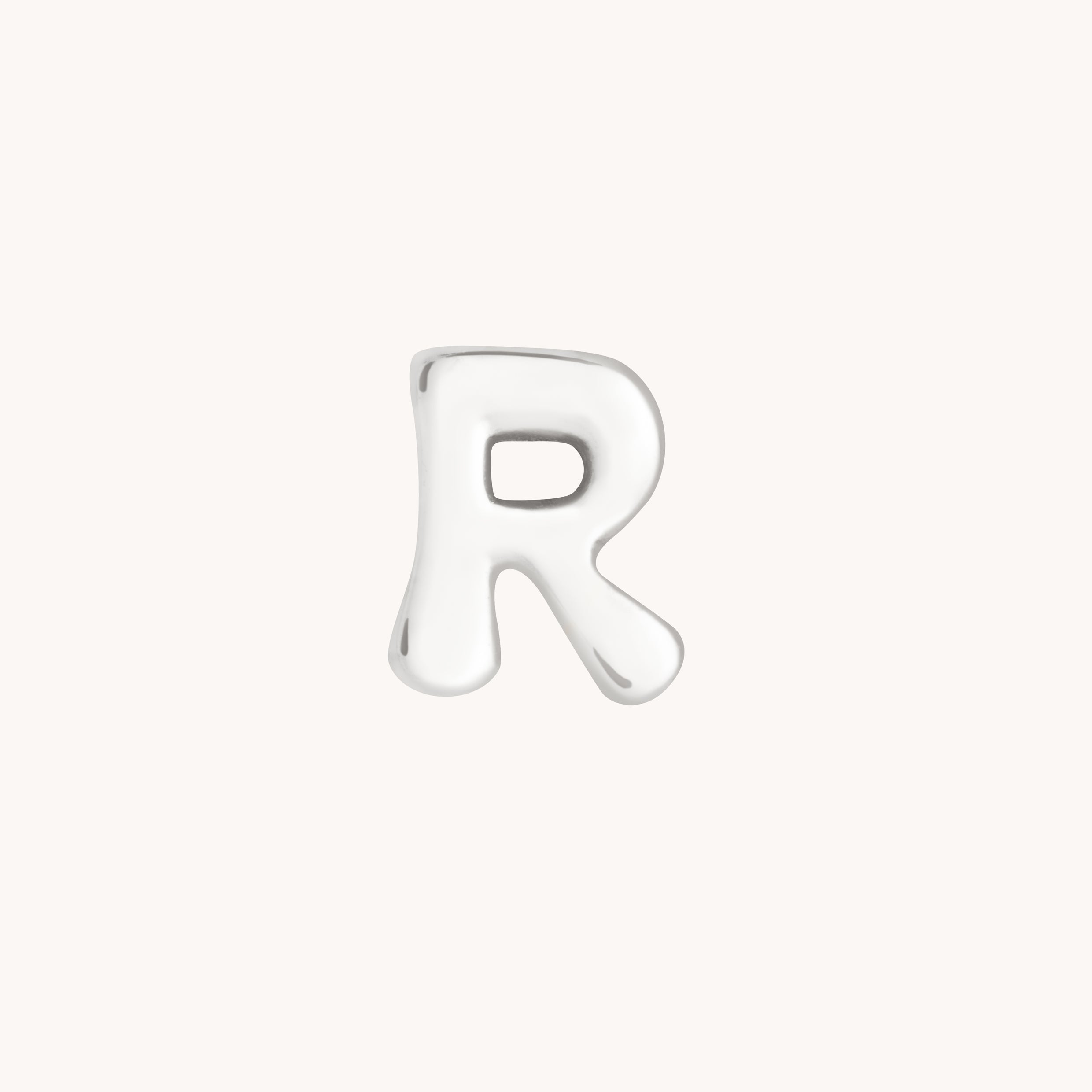 R Initial Click Charm in Solid White Gold-Astrid & Miyu