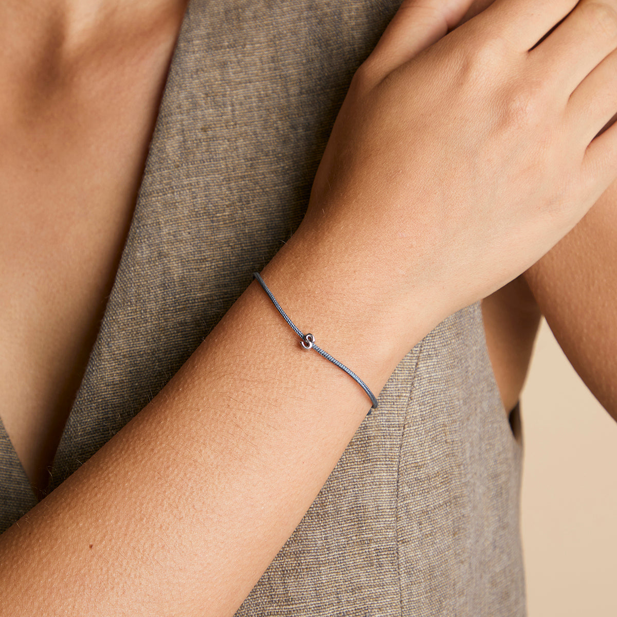 S Initial Click Charm in Solid White Gold-Astrid & Miyu