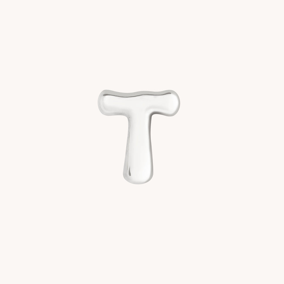 T Initial Click Charm in Solid White Gold-Astrid & Miyu