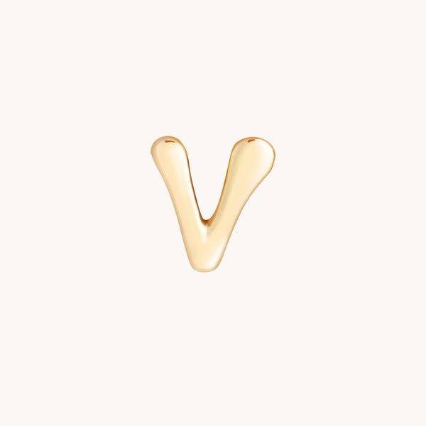 V Initial Click Charm in Solid Gold-Astrid & Miyu