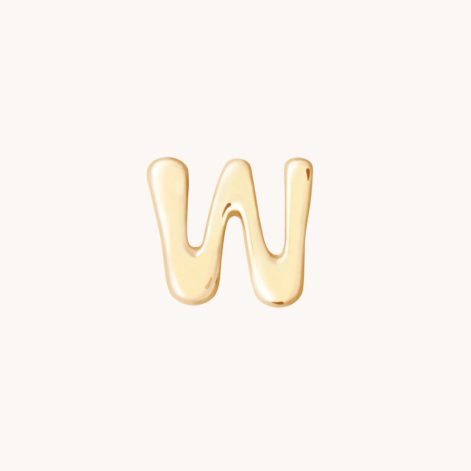 W Initial Click Charm in Solid Gold-Astrid & Miyu