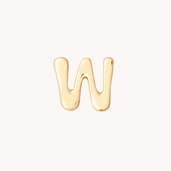 W Initial Click Charm in Solid Gold-Astrid & Miyu