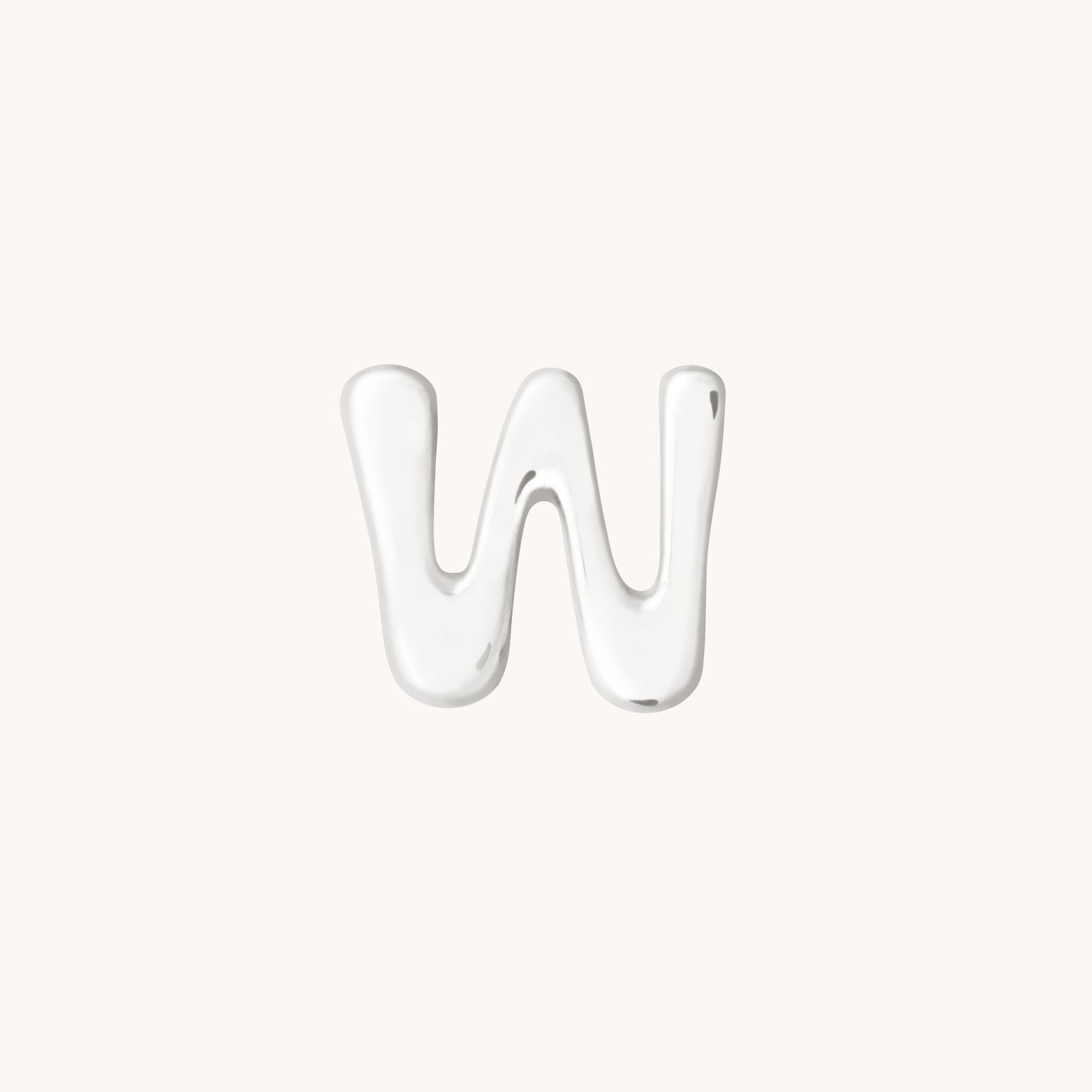 W Initial Click Charm in Solid White Gold-Astrid & Miyu