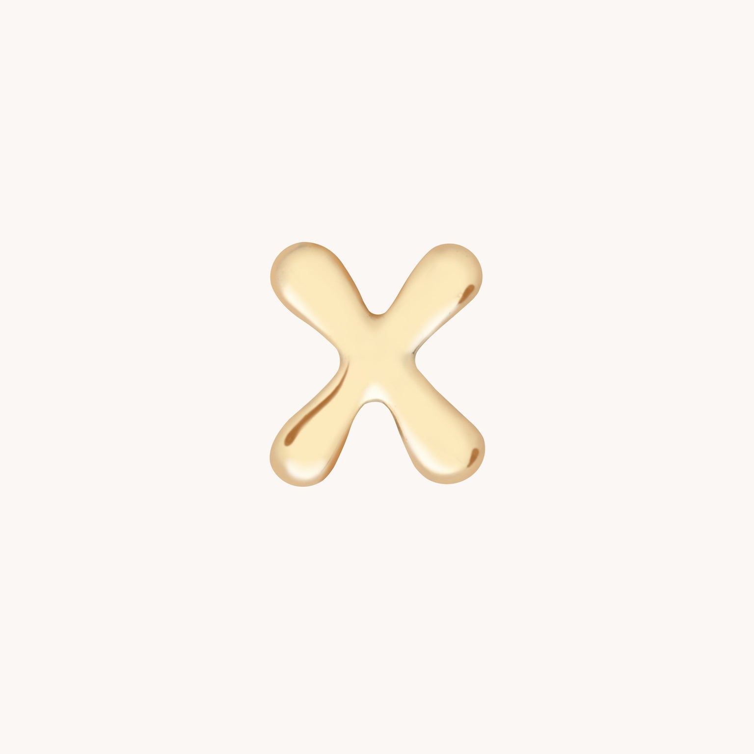 X Initial Click Charm in Solid Gold