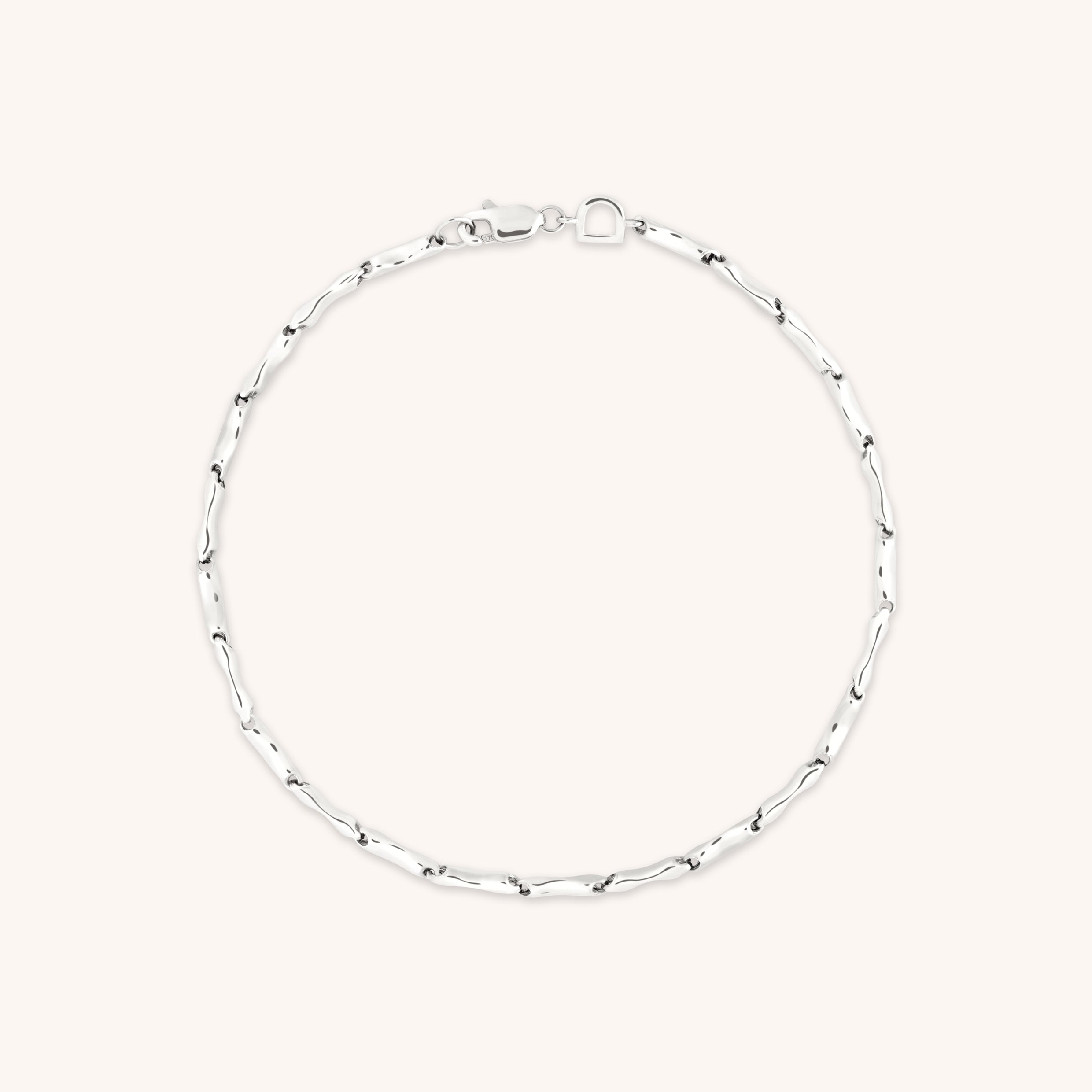 Molten Bar Chain Bracelet in Solid White Gold-Astrid & Miyu