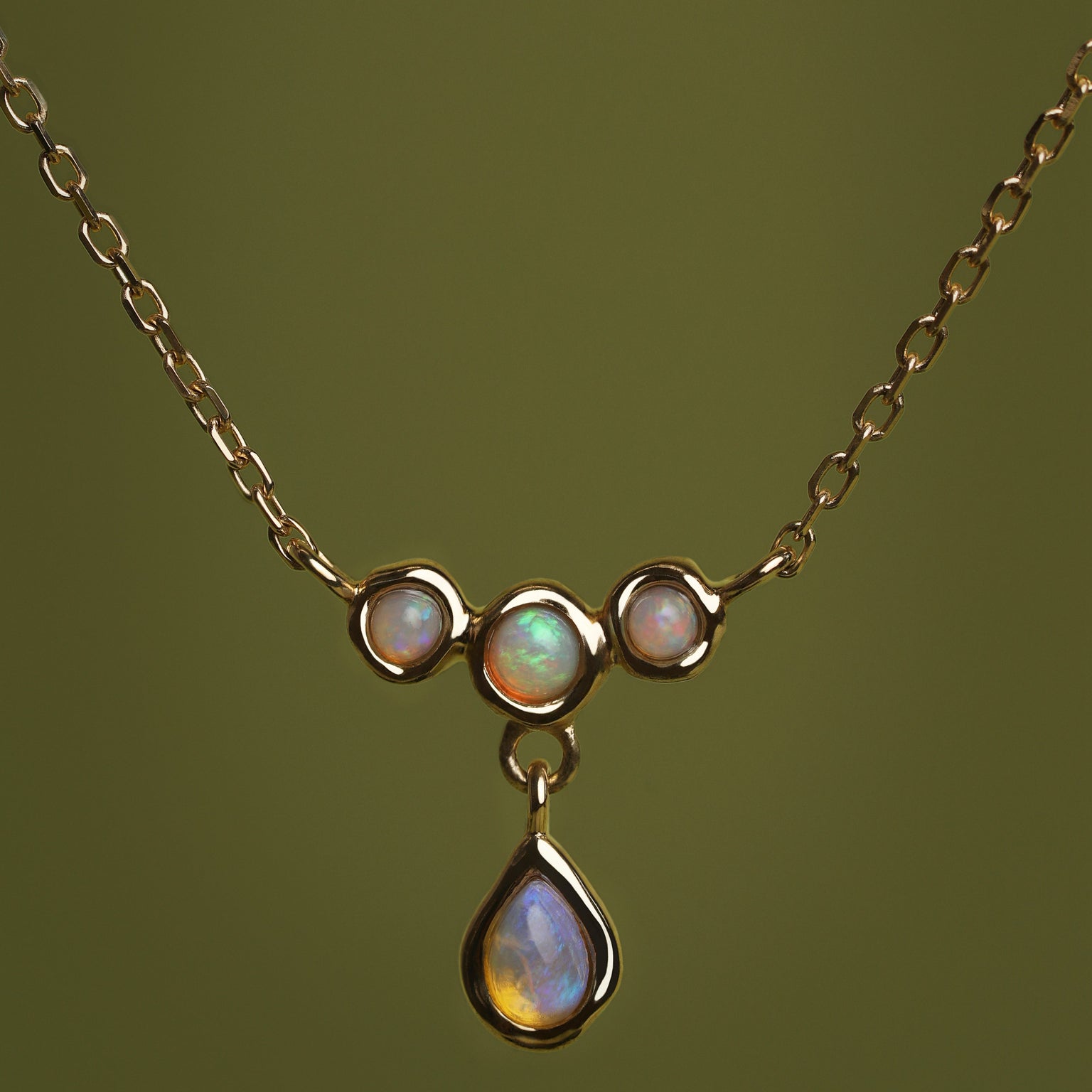 Opal Cluster Pendant in Solid Gold