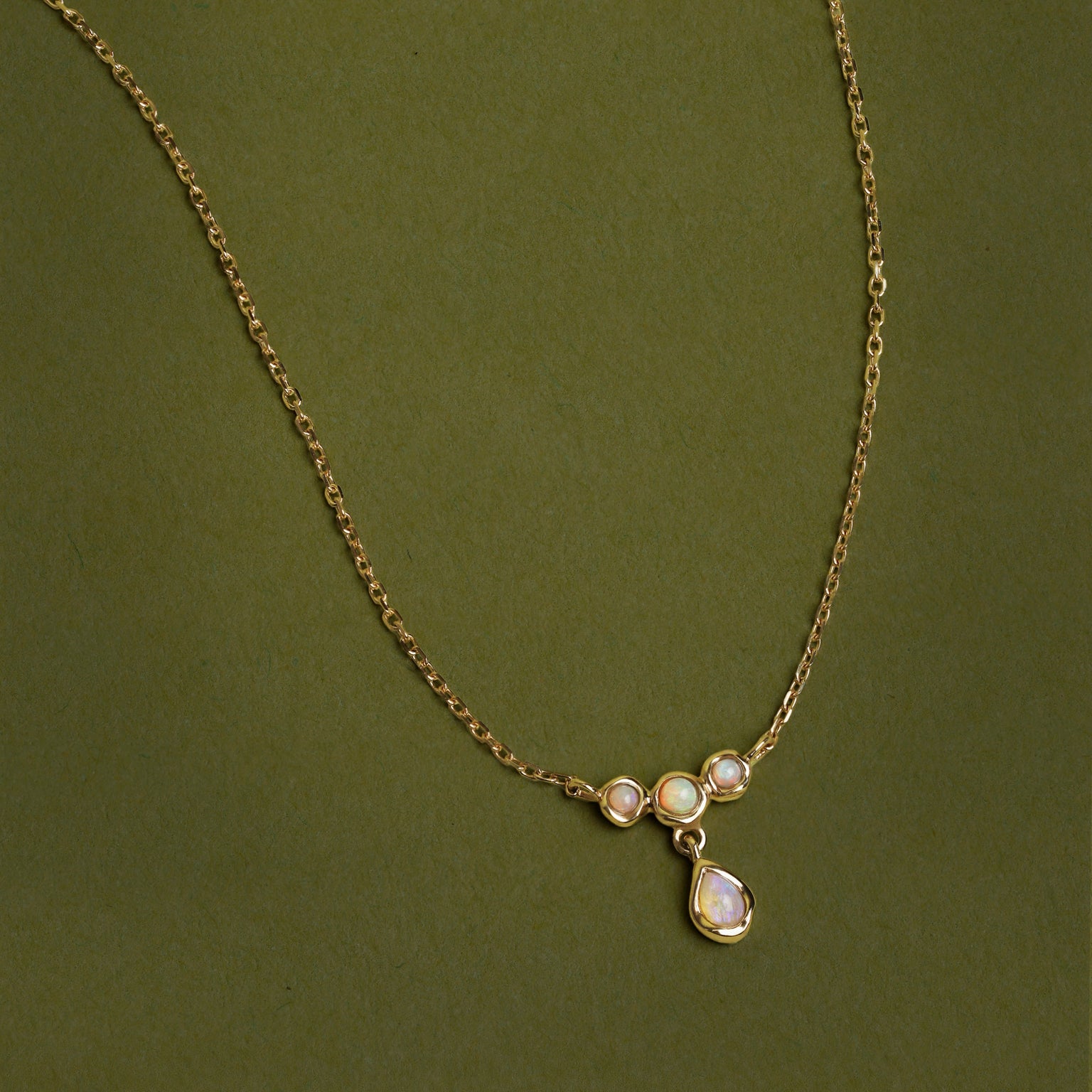 Opal Cluster Pendant in Solid Gold