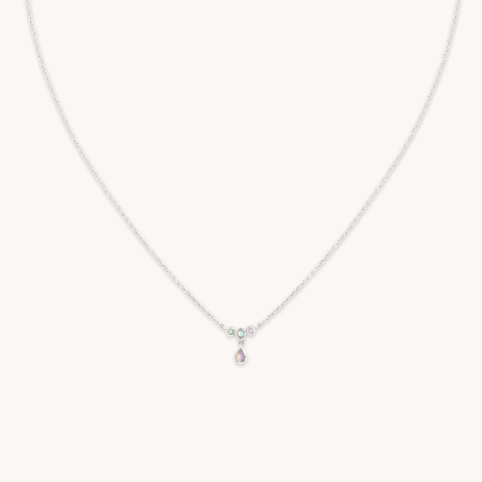 Opal Cluster Pendant in Solid White Gold