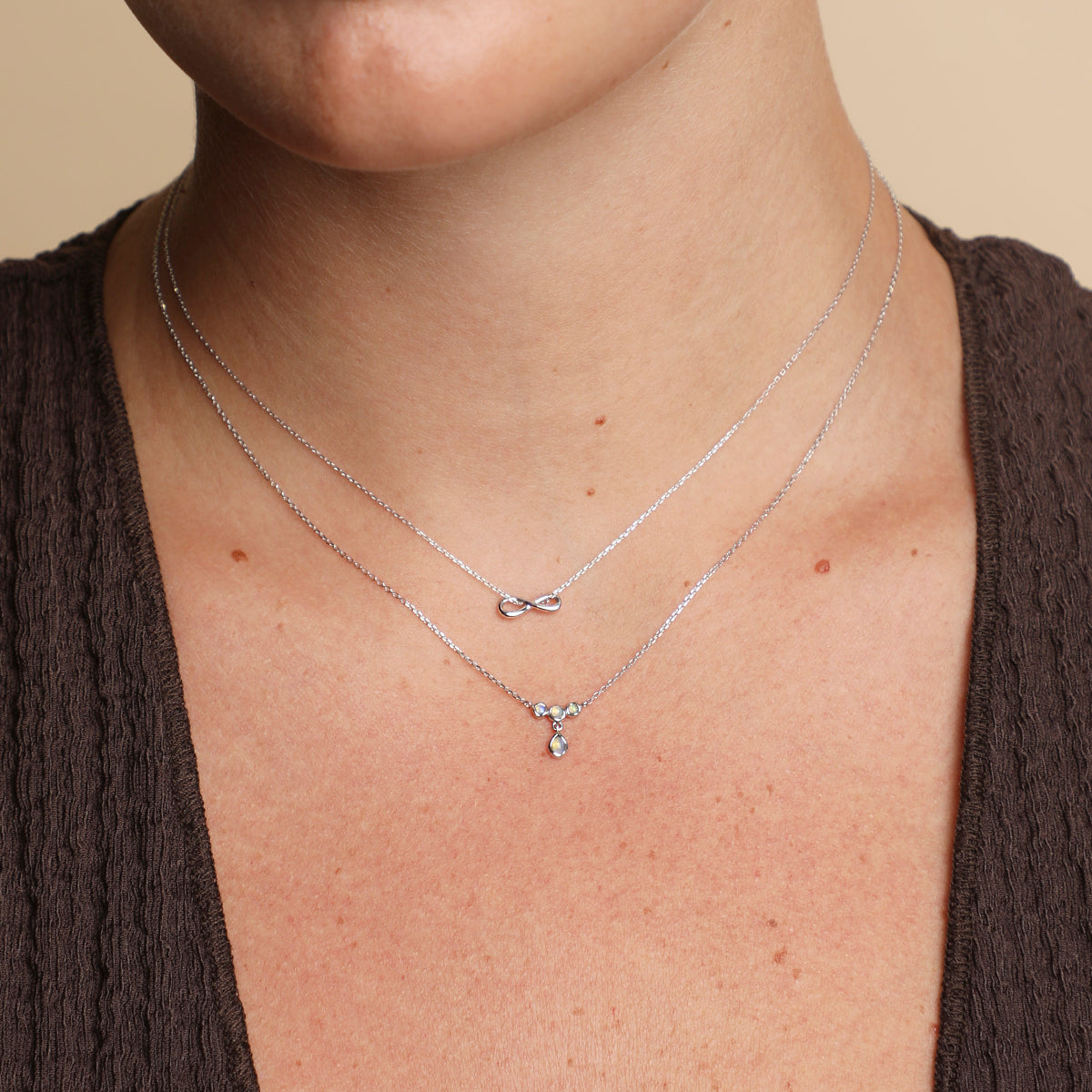 Opal Cluster Pendant in Solid White Gold