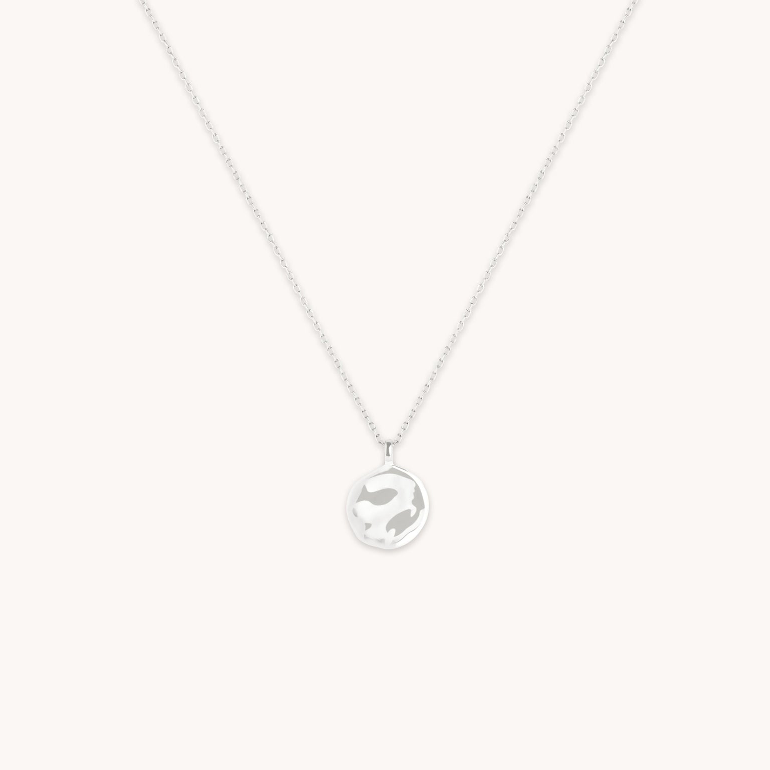 Molten Coin Pendant in Solid White Gold