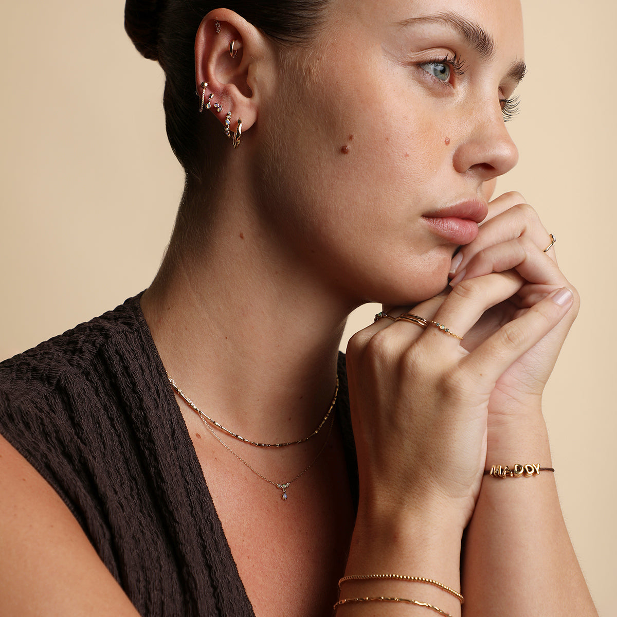 Molten Bar Chain Necklace in Solid Gold