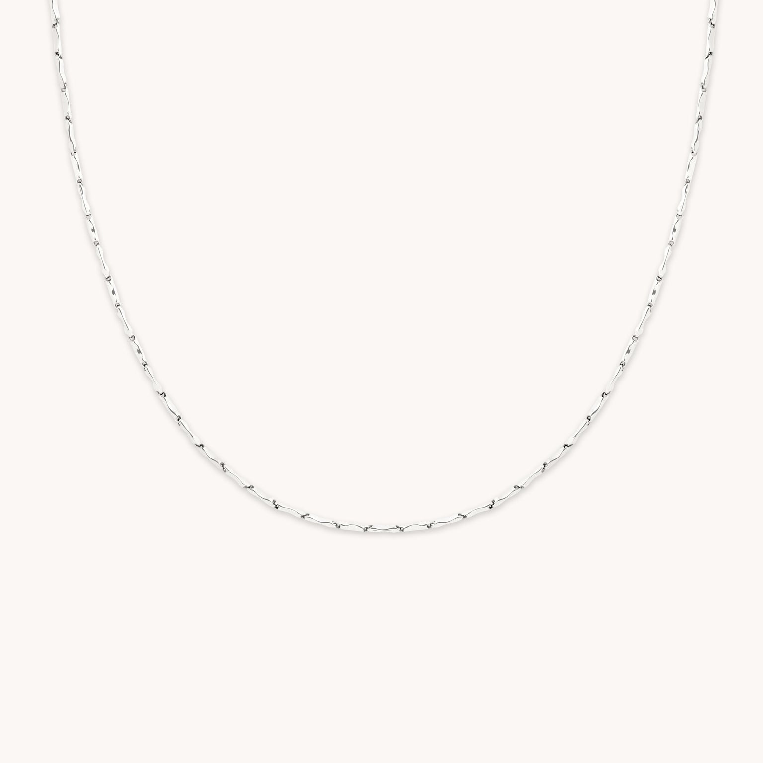 Molten Bar Chain Necklace in Solid White Gold
